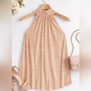 Anthropologie Vickie Halter -Blush Pink w/ Gold Metallic Accents Sz S-like New!